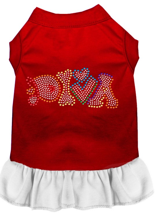 Technicolor Diva Rhinestone Pet Dress Red with White Sm